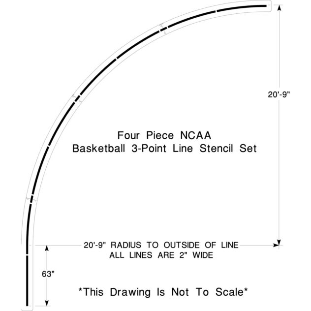 NCAA Basketball 3-point Line Stencil