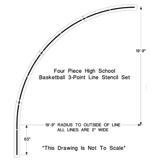 High School Basketball 3-point Line Stencil