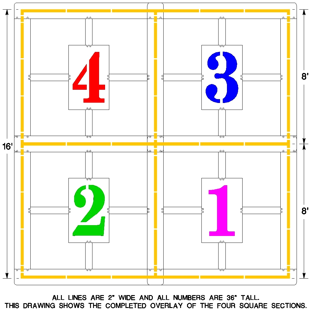 Official Four Square Game Stencil