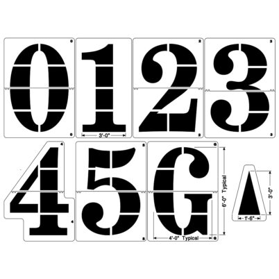 Large black number stencils for fields