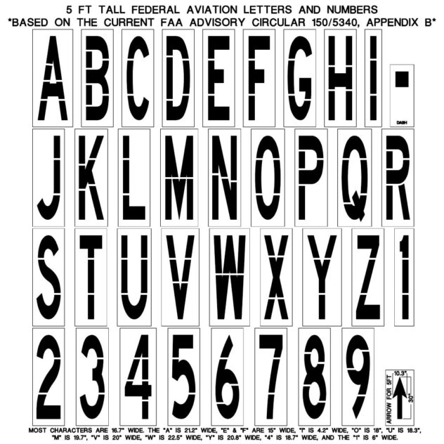 FAA Individual Letter & Number Stencil