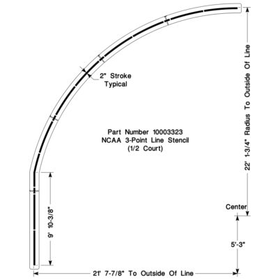 NCAA Basketball 3-Point Line Stencil