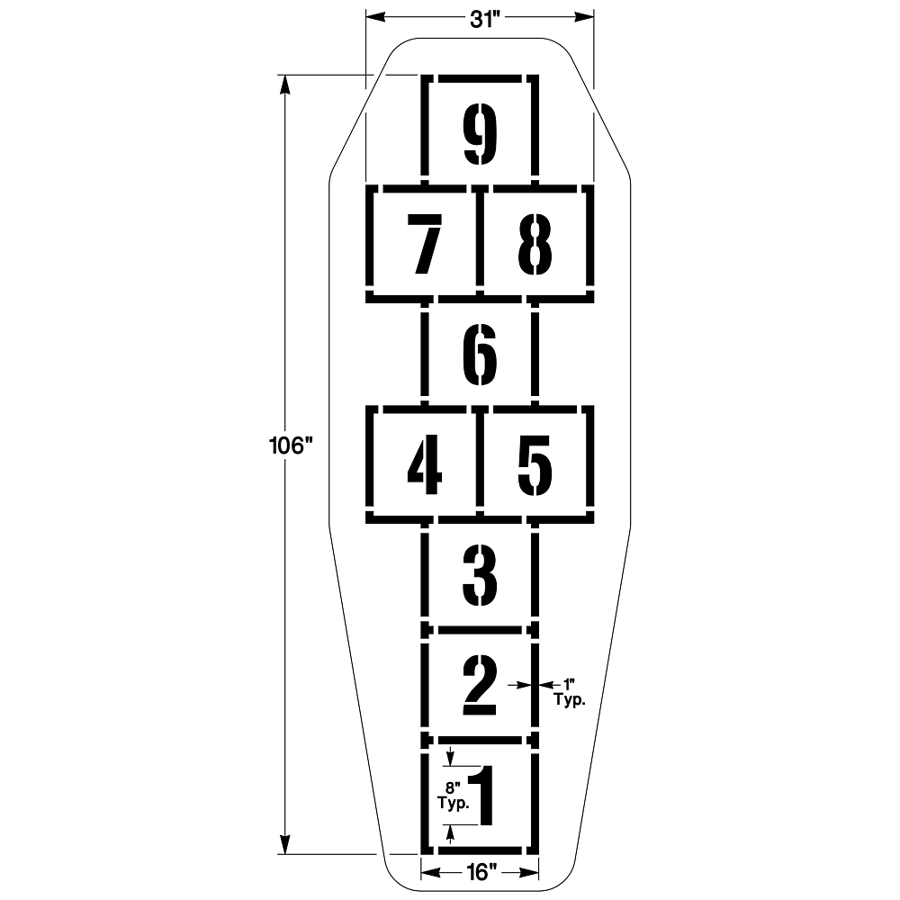 Standard Hopscotch Playground Stencil