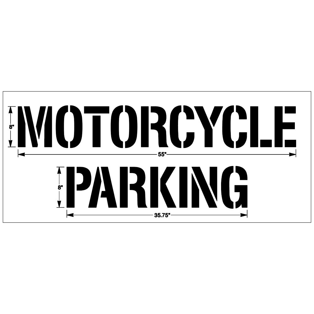 MOTORCYCLE PARKING Stencil 8" 2 Lines