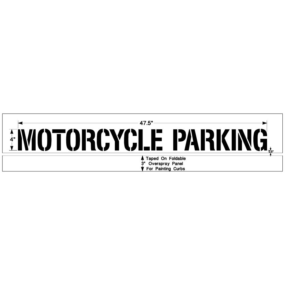 MOTORCYCLE PARKING STENCIL 4"