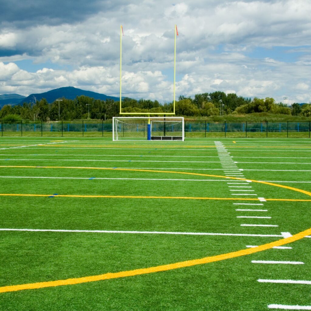 Soccer and Football field. Athletic field maintenance