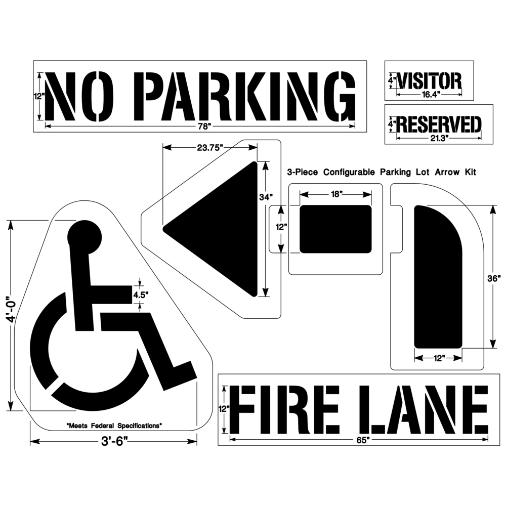PolyTough™ Stencils Parking Lot Starter Kit