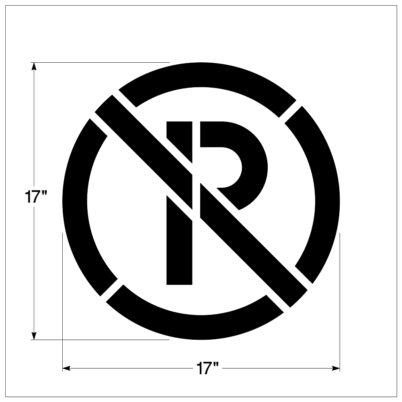 No Parking Symbol Stencil 17"